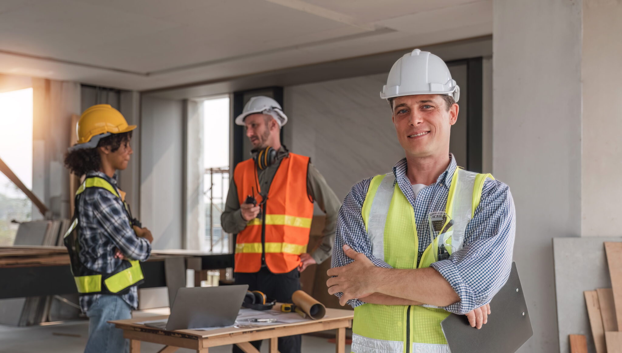 Un travailleur de la construction soutenu sur le terrain avec Dynamics 365 Field Service.